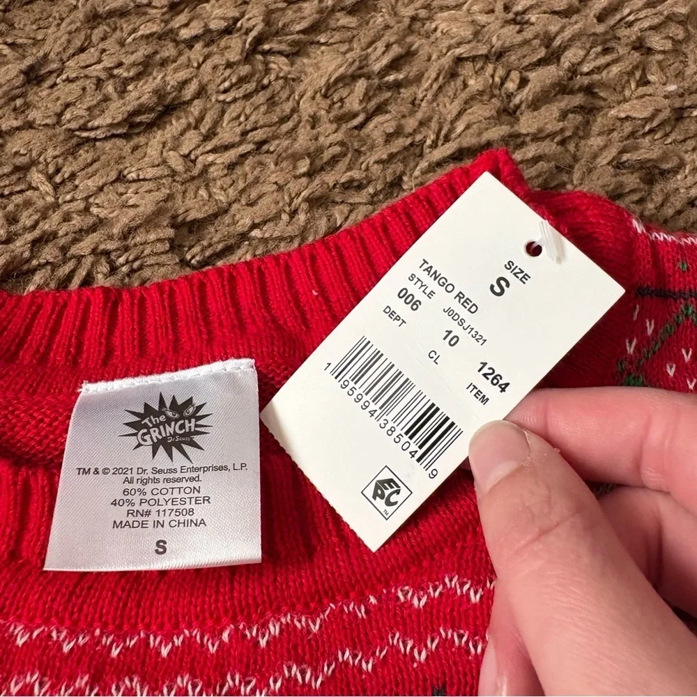 Dr. Seuss Red White Grinch Sweater NEW Kids Small All Your Sweaters Are Ugly